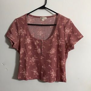 Derek Heart pink floral crop top